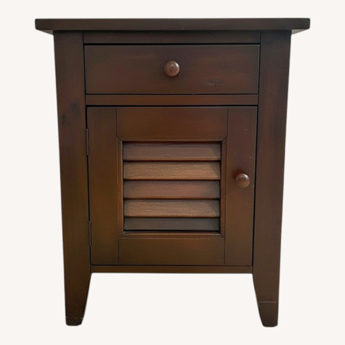 Used Dark Brown Wood End Tables with Hidden Outlets for sale on AptDeco