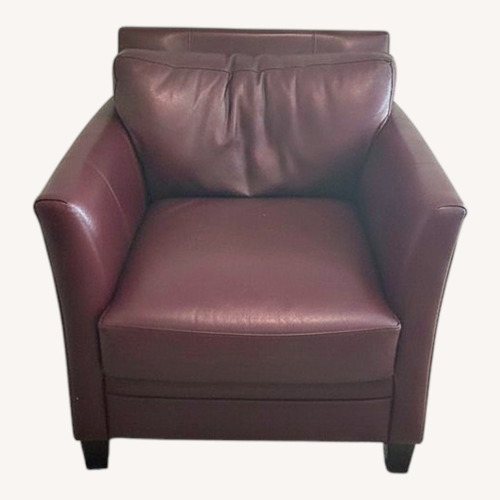 Used Red Leather Armchair with ottoman for sale on AptDeco
