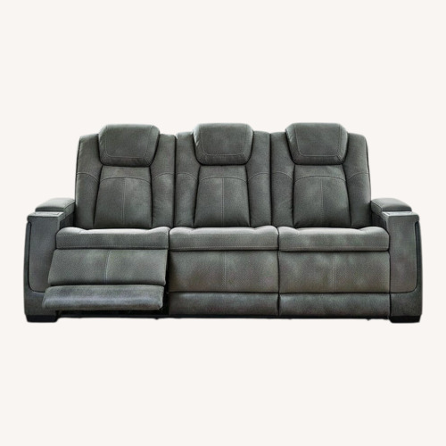 Used Ashley Furniture Dark Gray Leather 3+ Seater Sofa for sale on AptDeco