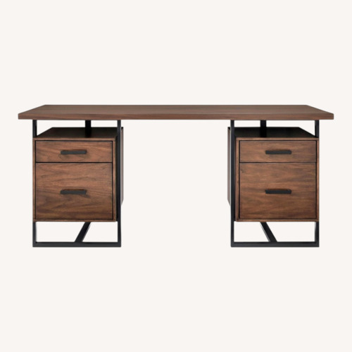 Used Raymour & Flanigan Chester Dark Brown Wood Desk for sale on AptDeco