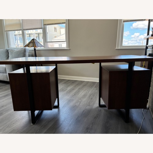 Used Raymour & Flanigan Chester Dark Brown Wood Desk for sale on AptDeco
