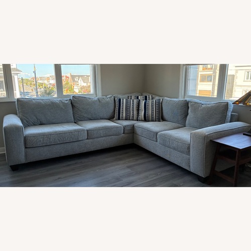 Used Raymour & Flanigan Alston Light Gray 2 Piece Sectional for sale on AptDeco