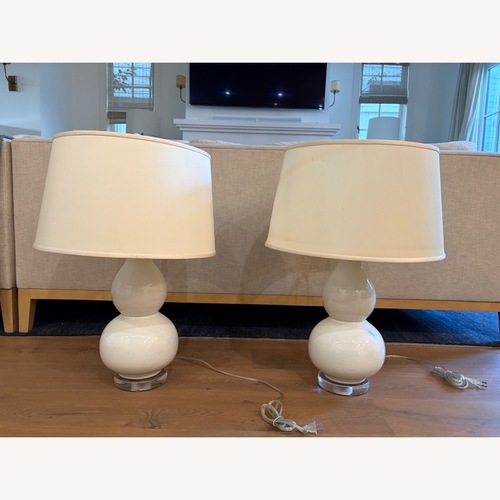Used Set of 2 White Gourd Ceramic Table Lamps for sale on AptDeco
