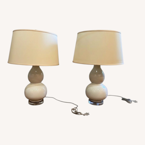 Used Set of 2 White Gourd Ceramic Table Lamps for sale on AptDeco