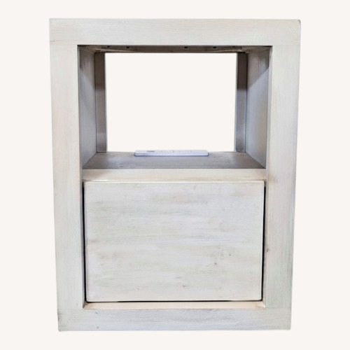 Used Pottery Barn Cayman White Wood Nightstand for sale on AptDeco