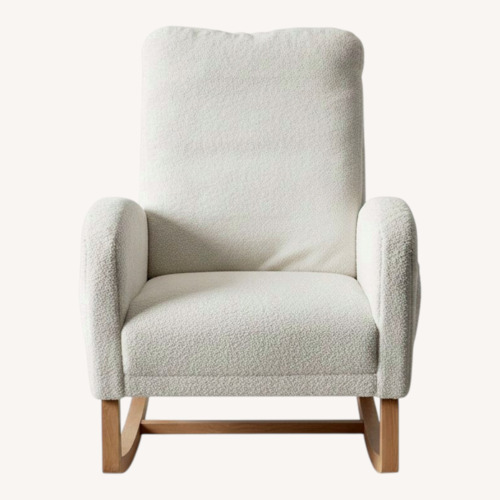 Used White Sherpa Rocking Chair With Wooden Base for sale on AptDeco
