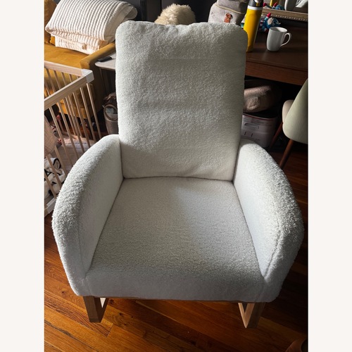 Used White Sherpa Rocking Chair With Wooden Base for sale on AptDeco
