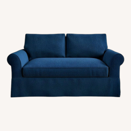 Used Pottery Barn PB Comfort Blue Cotton 2 Seater Sofa for sale on AptDeco