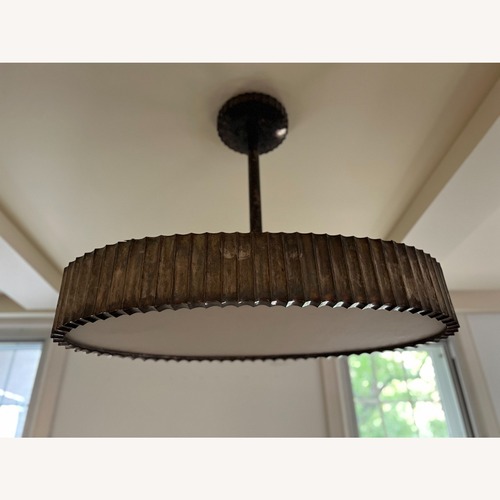 Used Vintage Brass Ribbed Drum Pendant Ceiling Light for sale on AptDeco