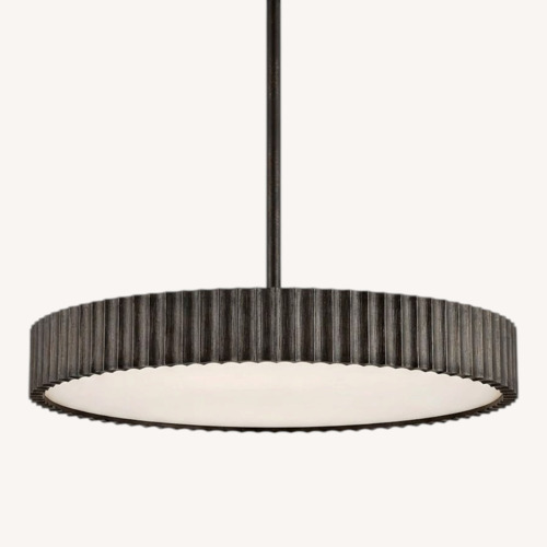 Used Vintage Brass Ribbed Drum Pendant Ceiling Light for sale on AptDeco