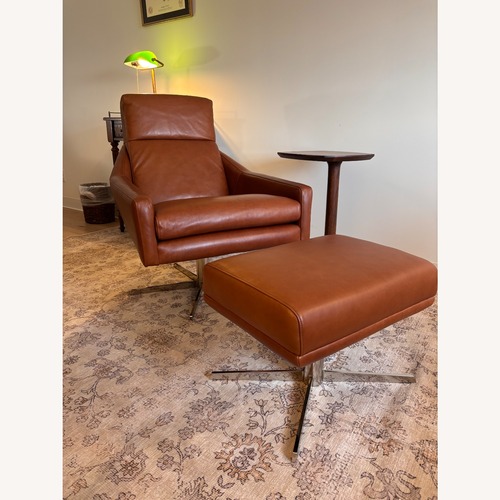Used West Elm Austin Leather Swivel Chair & Ottoman Set for sale on AptDeco