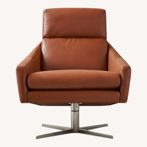 Used West Elm Austin Leather Swivel Chair & Ottoman Set for sale on AptDeco