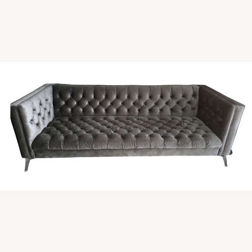 Used House of Hampton Dark Gray Velvet Tuxedo Arm Sofa for sale on AptDeco