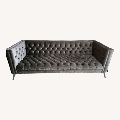 Used House of Hampton Dark Gray Velvet Tuxedo Arm Sofa for sale on AptDeco