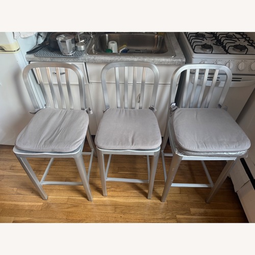 Used Crate & Barrel Silver Aluminum Stools for sale on AptDeco