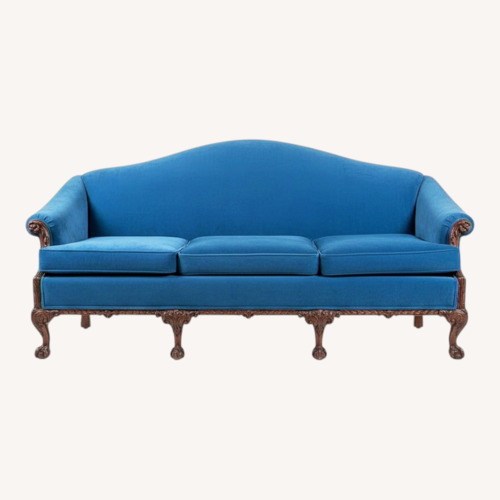 Used Vintage/Antique Finds Blue Velvet 3+ Seater Sofa for sale on AptDeco