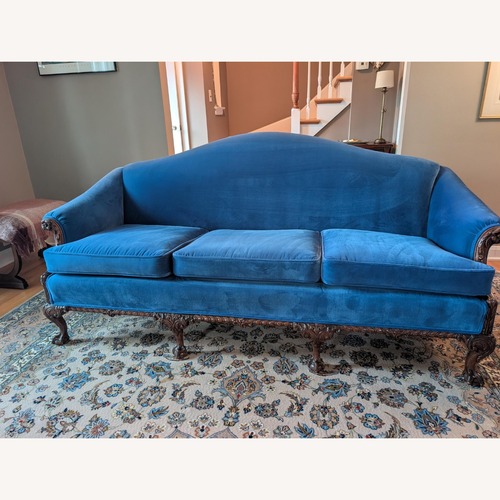 Used Vintage/Antique Finds Blue Velvet 3+ Seater Sofa for sale on AptDeco