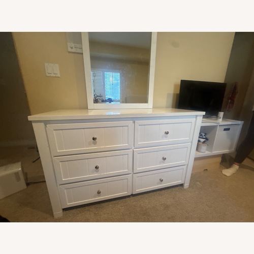 Used Living Spaces White Wood Dresser for sale on AptDeco