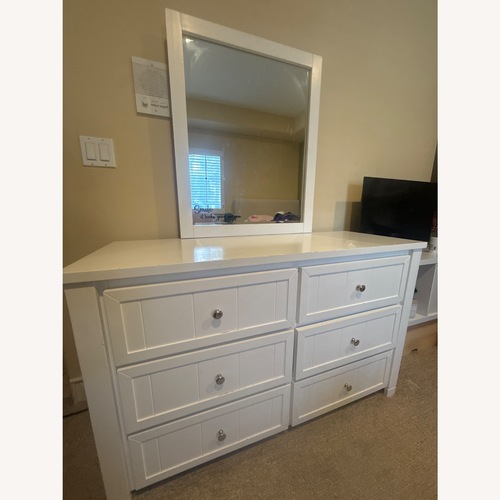 Used Living Spaces White Wood Dresser for sale on AptDeco