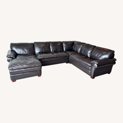Used Dark Brown Leather Sectional Sofa with Chaise for sale on AptDeco