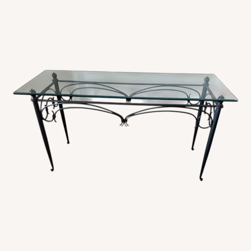 Used Wrought Iron Glass Top Console Table for sale on AptDeco