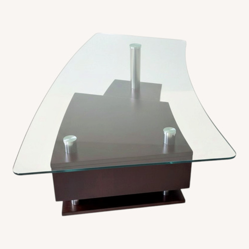 Used Dark Brown Glass Coffee Table for sale on AptDeco