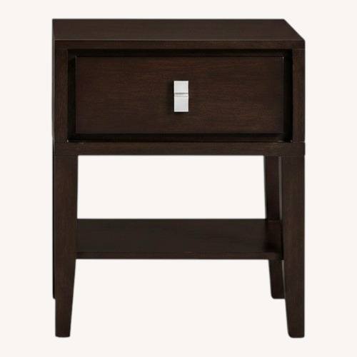 Used West Elm Niche Dark Brown Wood Nightstand for sale on AptDeco