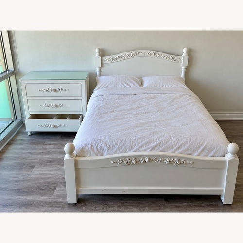 Used Hand-painted Carved Wood Bed for sale on AptDeco