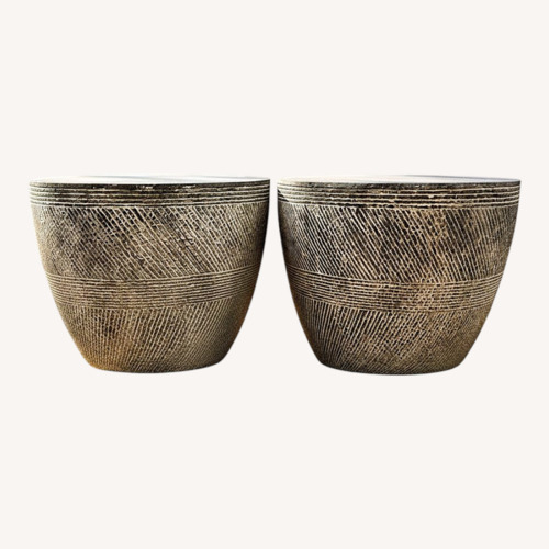 Used Restoration Hardware Vetro Side Tables Set of 2 Dark Grey 21in for sale on AptDeco