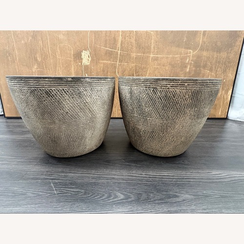 Used Restoration Hardware Vetro Side Tables Set of 2 Dark Grey 21in for sale on AptDeco