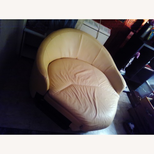 Used Ekornes Light Brown Leather Chair and a Half for sale on AptDeco