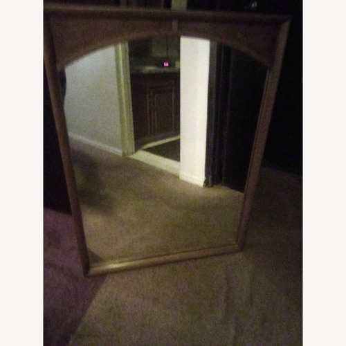 Used Home Meridian Light Brown Wood Wall Mirror for sale on AptDeco