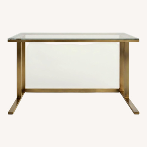 Used Crate & Barrel Pilsen Brass Desk with Glass Top for sale on AptDeco