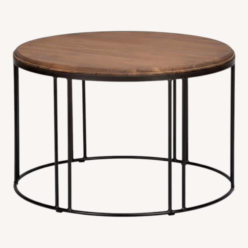 Used Coffee Table with Steel Base and Wood Top for sale on AptDeco