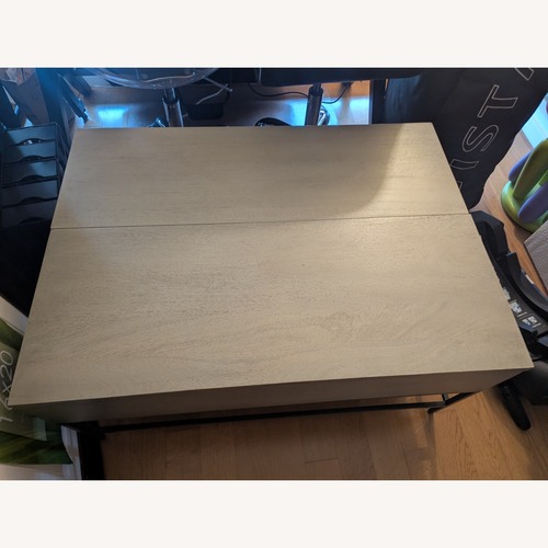 Used West Elm Industrial Solid Wood Storage Pop-Up Coffee Table for sale on AptDeco