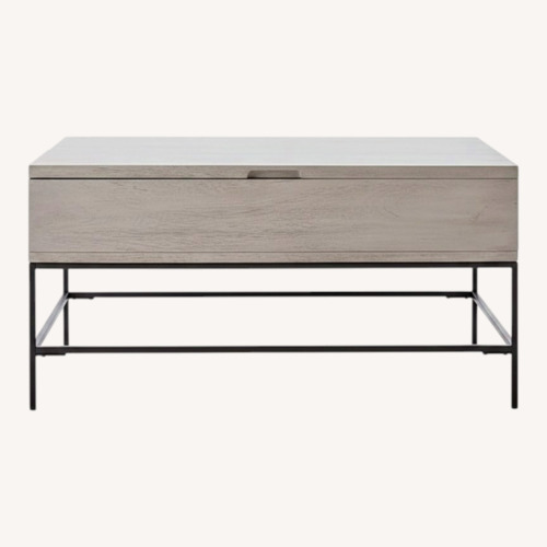 Used West Elm Industrial Solid Wood Storage Pop-Up Coffee Table for sale on AptDeco
