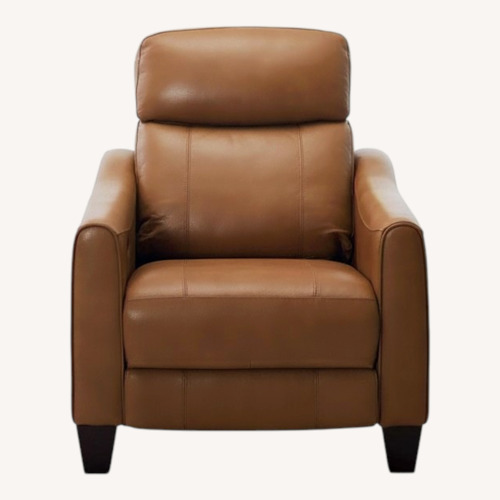 Used Raymour & Flanigan Beige Leather Power Recliner w/ Headrest, USB for sale on AptDeco