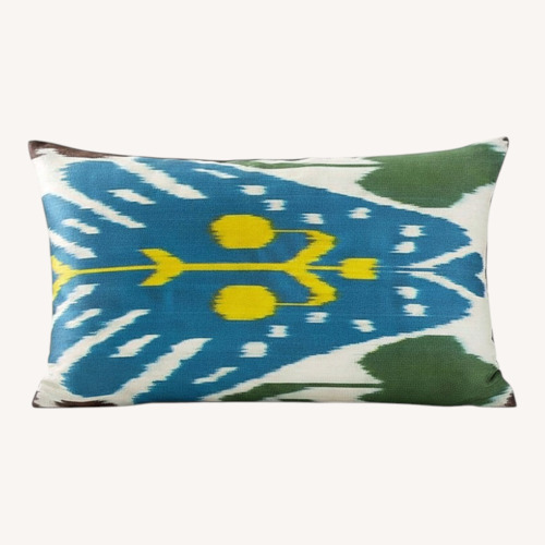 Used Pottery Barn Aria Ikat Print Silk Lumbar Pillow Cover for sale on AptDeco