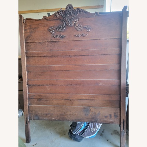 Used Vintage/Antique Finds Dark Brown Wood Headboard for sale on AptDeco