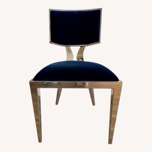 Used Custom Upholstered Sunpan Blue Metal Dining Chair for sale on AptDeco