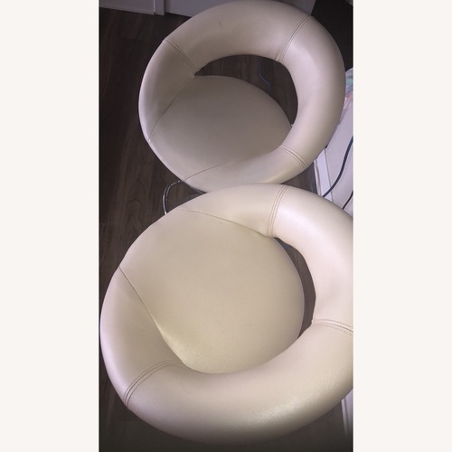 Used Poundex White Faux Leather Stools for sale on AptDeco