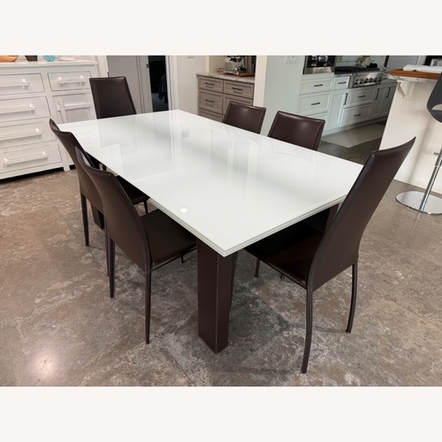 Used Bontempi Casa Italia White Glass Dining Set for sale on AptDeco