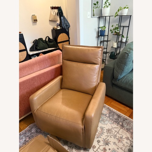 Used Camel Faux Leather Manual Recliner for sale on AptDeco