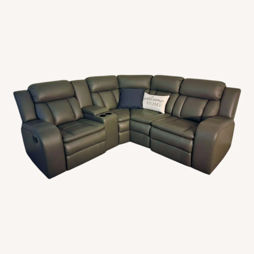 Used Light Gray Leather 3+ Piece Sectional for sale on AptDeco
