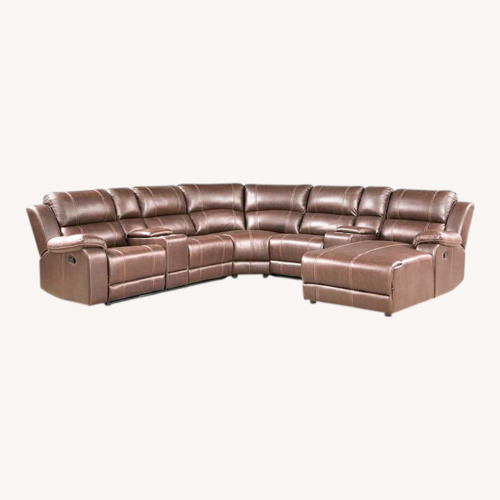 Used Dark Brown Faux Leather 3+ Piece Sectional for sale on AptDeco