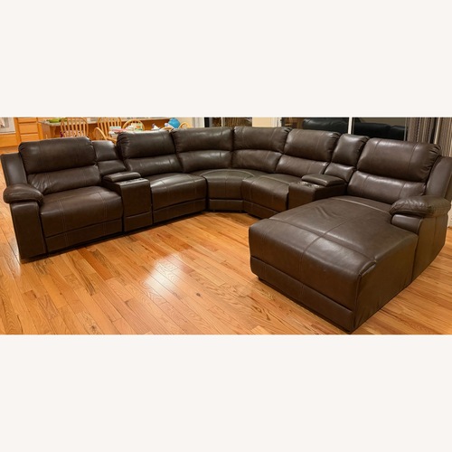 Used Dark Brown Faux Leather 3+ Piece Sectional for sale on AptDeco