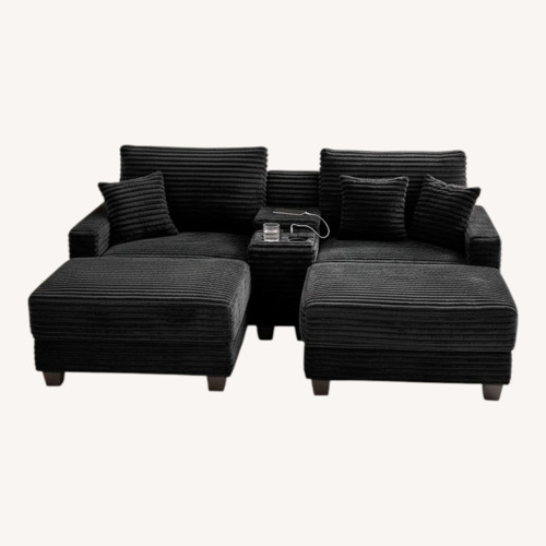 Used Upholstered Chaise Lounge Chairs Corduroy Double Chaise Sofa for sale on AptDeco