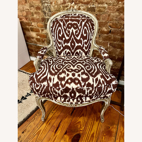 Used Vintage Silk Ikat Upholstered Louis XV Bergere Chair for sale on AptDeco