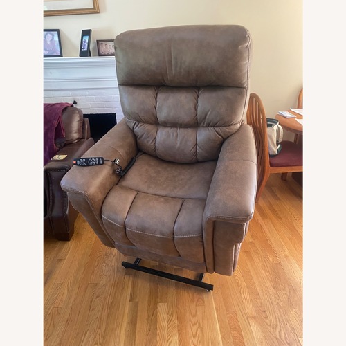 Used VivaLift! Light Brown Leather Power Recliner for sale on AptDeco