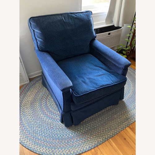 Used Vintage Blue Velvet Armchair for sale on AptDeco